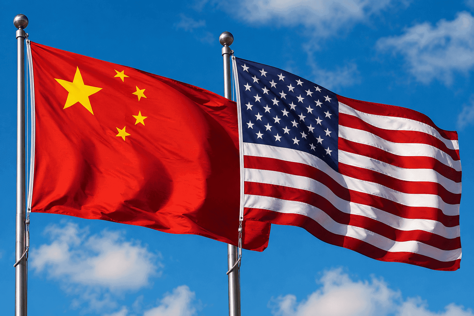 Banderas de China y Estados Unidos